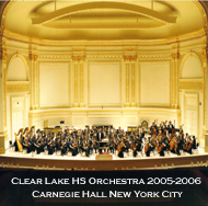 Clear Lake High School Orchestra on the stage of Carnegie Hall at New York City in 2006